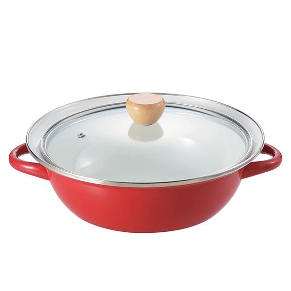 【送料無料】パール　HB-6490 グラッセ ホーローガラス蓋卓上鍋27cm