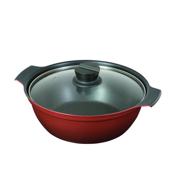 【送料無料】パール金属 HB-6964 旨味 ふっ素加工IH対応ガラス蓋付卓上鍋24cm