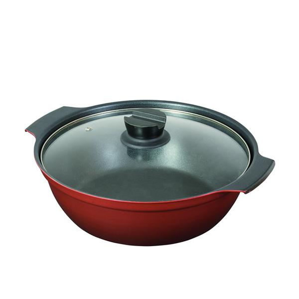 【送料無料】パール金属 HB-6965 旨味 ふっ素加工IH対応ガラス蓋付卓上鍋26cm