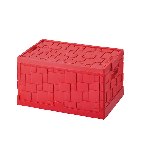 【送料無料】パール　N-7870 タイル調 折りたたみ収納BOX 55L レッド