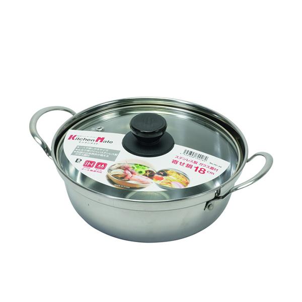 【2160円以上送料無料】パール金属 HC-24 キッチンメイト ステンレス製ガラス蓋付寄せ鍋18c...