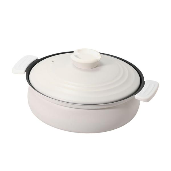 パール金属 HC-461 軽量ふっ素加工IH対応土鍋風卓上鍋24cm(ホワイト)