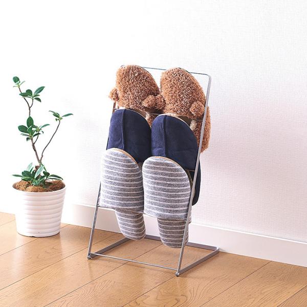 パール金属 N-7115 折りたたみスリッパラック3段 ブラック