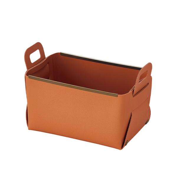 パール金属 N-7133 フェイクレザー CUBEケース S キャメル【収納/バスケット/小物収納/...