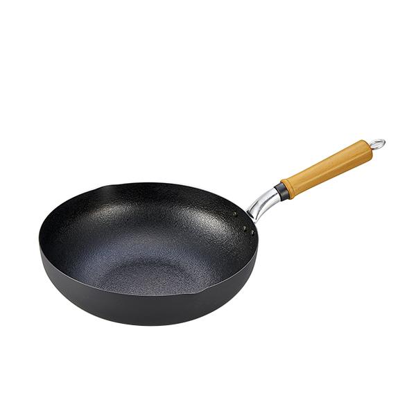 【送料無料】北陸アルミ A-2362　油をなじませた鉄製いため鍋28cm