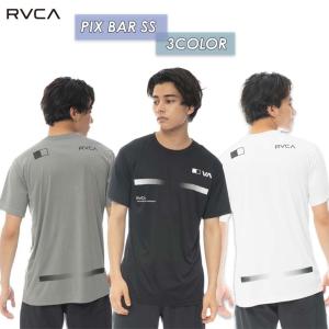 22 RVCA ルーカ 半袖ラッシュガード PIX BAR SS ラッシュ ロゴ入り メンズ 2022春夏 BC041-816 BC041816 日本正規品｜stradiy