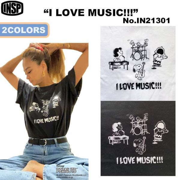 21 INSP インスピ Tシャツ I LOVE MUSIC!!! スヌーピー PEANUTS 半袖...