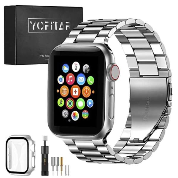 2021改良モデルYOFITAR Apple Watch バンド 保護ケース付き ステンレス製 42...