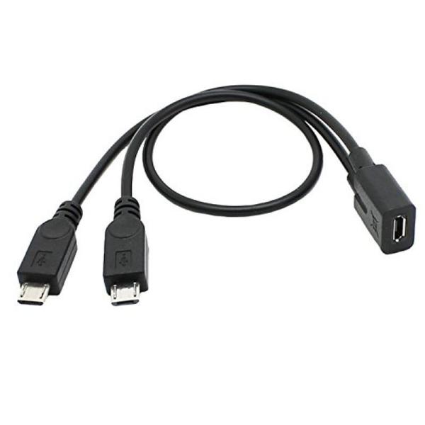 デュアルMicro USBオス-マイクロUSBメススプリッター延長充電ケーブル