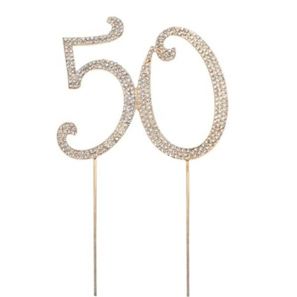 YOVEKAT 50のラインストーンバースデーケーキトッパー番号は、男性または女性誕生日または50周...