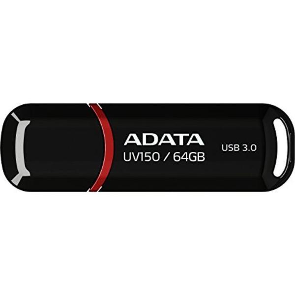 ADATA USBメモリ 64GB USB3.0 キャップ付 ブラック AUV150-64G-RBK