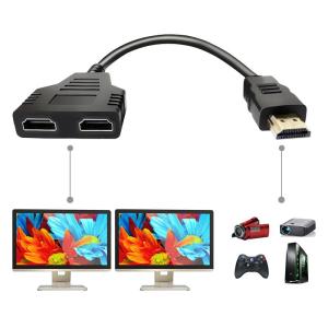 HDMIケーブル 1080P オス-デュアルHDMIメス マルチメディアインターフェース HDMIスプリッタアダプタ 1~2ウェイ HDMI｜strageriku