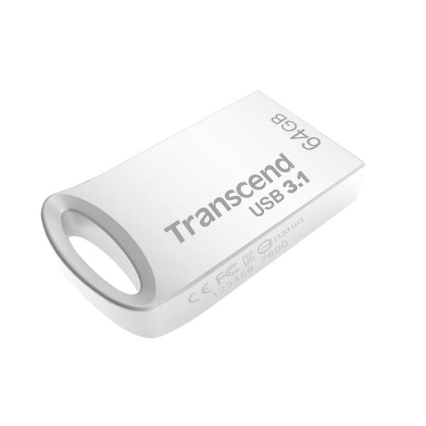 トランセンド USBメモリ 64GB USB 3.1 キャップレス コンパクトタイプ メタル シルバ...