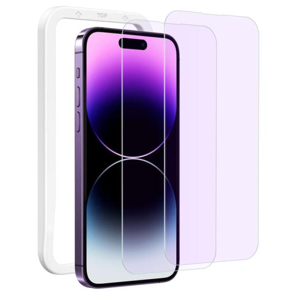 2枚セットNIMASO ブルーライトカット 抗菌 ガラスフィルム iPhone 14Pro 対応 強...