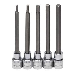 3/8"(9.5mm) ヘックスビットソケットセット ロングタイプ 5ピース STRAIGHT/10-1640 (STRAIGHT/ストレート) 爆買｜整備工具のストレート