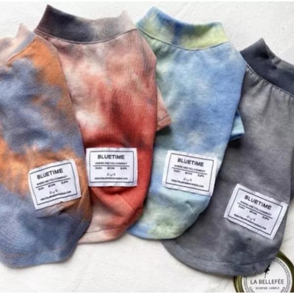 Tシャツ タイダイ 春夏 秋冬 犬 服 小型犬 お散歩 おしゃれ 重ね着 ペットドッグウェア ファッ...