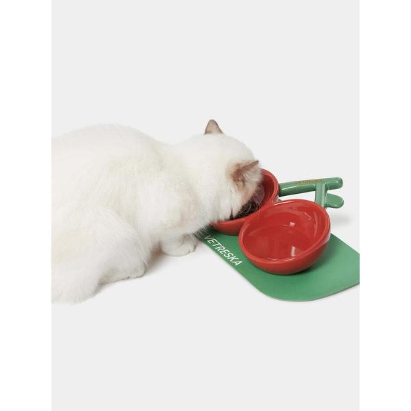 VETRESKA ベトレスカ チェリー セラミック ペットボウル スプーン マット 3点セット 犬猫...