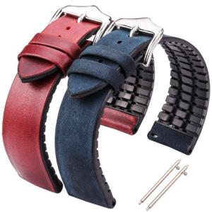 ラバー　レザー　バンド　防汗　時計　ストラップ　18mm 20mm 22mm｜strap24jp