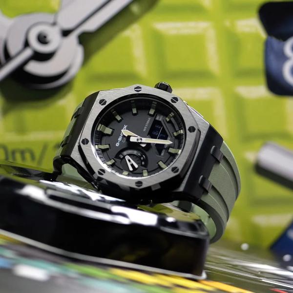 G-shock カシオーク カスタムケース GA-2110SU-3A ブラックステンレスケース　　グ...