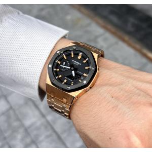 G-shock GA-2100SKE-7A  カシオーク　ステンレスケース ストラップ  　メンズ　時計 カスタム　ウォッチ　保証あり ローズゴールド