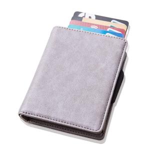 Novel カードケース 財布 二つ折り メンズ レディース スライド式 スキミング防止 (グレー)