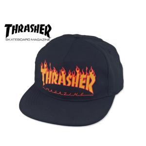 THRASHER【スラッシャー】FLAME SNAPBACK BLACK フレーム キャップ ブラック 15660｜stream-hat