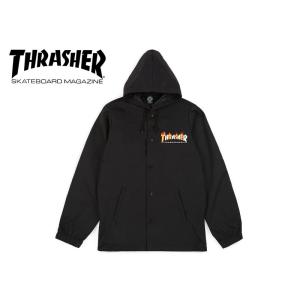 THRASHER【スラッシャー】FLAME MAG COACH JACKET BLACK コーチジャケット ブラック 16701  [スケボー メンズ レディース パーカー]｜stream-hat