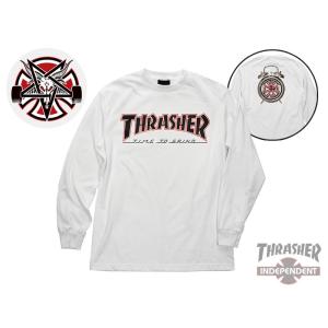 INDEPENDENT×THRASHER【インディペンデント×スラッシャー】TTG LONG SLEEVE T-SHIRTS WHITE ロングスリーブTシャツ ホワイト 16896｜stream-hat