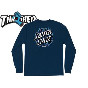 SANTA CRUZ×THRASHER サンタクルーズ×スラッシャー FLAME DOT LONG SLEEVE NAVY フレームドット ロングスリーブ ネイビー 21306｜stream-hat