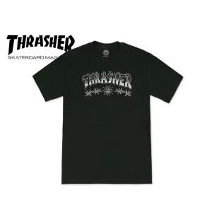 THRASHER スラッシャー BARBED WIRE T-Shirt Black Tシャツ ブラック 20809｜stream-hat