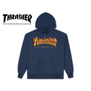 THRASHER スラッシャー INFERNO HOOD NAVY フーディー ネイビー 21167｜stream-hat