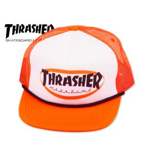 THRASHER スラッシャー ELLIPSE MAG LOGO TRUCKER CAP ORANGE エリプス メッシュキャップ オレンジ 21246｜stream-hat