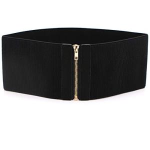 MARUIKAO ベルト レディース ジッパー式 太ベルト ゴムベルト サッシュベルト 幅広 弾性 着脱簡単 ワンピース 飾り