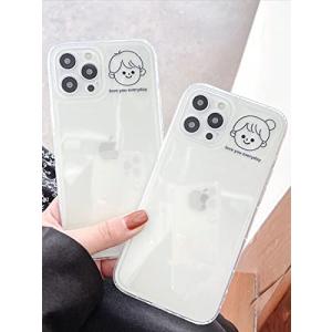 saymi iPhoneケース 韓国 カップル クリア 透明 かわいい キャラクター iphoneカバー 携帯ケース 携帯カバー スマホケース スマホ