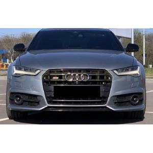 AUDI アウディ C7 4G A6 S6 後期用 スポーツタイプ センターグリル オールブラック ...