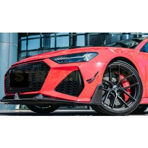 AUDI アウディ C8 RS7用 アブトタイプ ドライカーボン フロントカナード バンパーカナード...