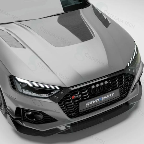 REVOZPORT◆AUDI B9.5 後期RS4 ダクト付エンジンフード◆ドライカーボン/RSR/...