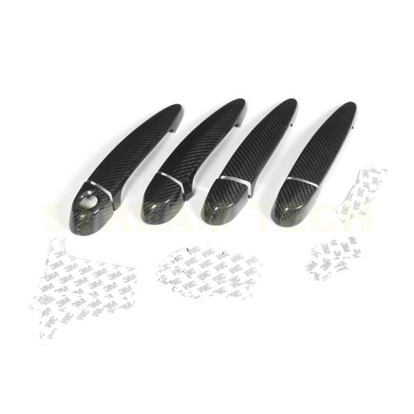 BMW 汎用 リアルカーボン ドアノブパネル 4点セット ドアノブカバー ドアハンドルカバー カーボ...