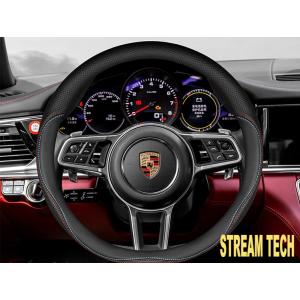 ステアリングカバー カラーステッチ レザースポーツタイプ ハンドルカバー 38cm 汎用品 内装パー...