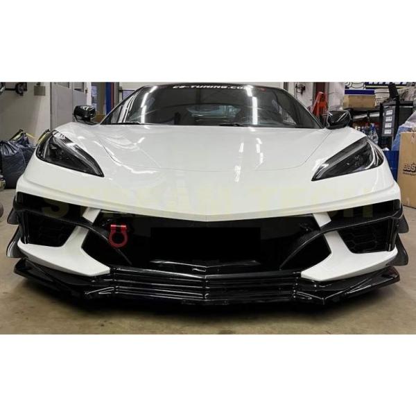 Chevrolet シボレー C8 コルベット用 カーボン フロントカナード 貼り付け式 バンパーカ...