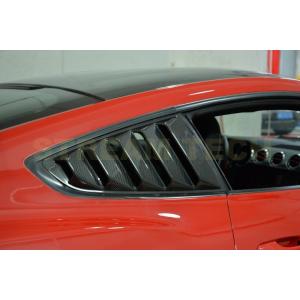 FORD フォード マスタング用 リアルカーボン リアサイドウィンドウカバー サイドダクトグリルカバ...