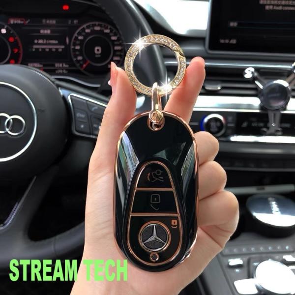 BENZ 2021年〜 汎用 クリスタル スマートキーケース ゴールドリング付き 5種類有 キーカバ...