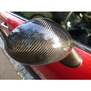 MINI ミニ クーパー用 カーボン ミラーカバー 貼り付け式 サイドミラーカバー ドアミラーカバー...