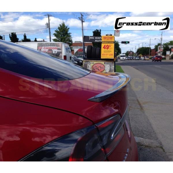 TESLA テスラ モデルS用 艶有タイプ カーボン トランクスポイラー タイプ2 リアスポイラー ...