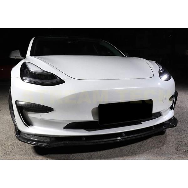 TESLA テスラ モデル3用 NINTEタイプ カーボン フロントスポイラー 3ピース リップスポ...