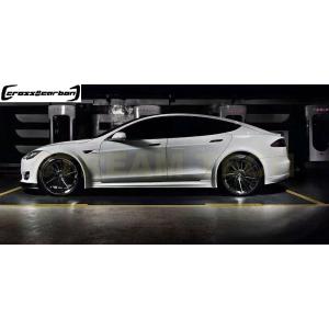 TESLA テスラ モデルS用 レボスタイル カーボン サイドスカート サイドスポイラー サイドステ...