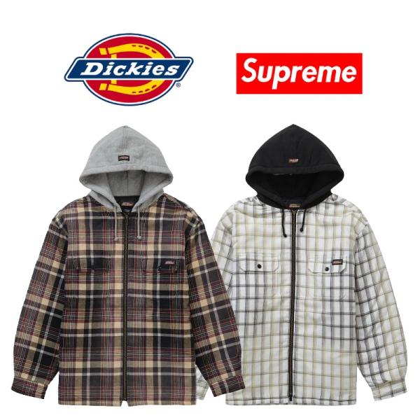 23FW Supreme Dickies Plaid Hoo Black / White XL