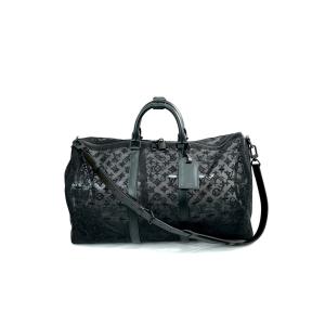 定価50万 19AW LOUIS VUITTON ルイヴィトン M53971 キーポル バンドリエール 50 ブラック モノグラム シースルー メッシ