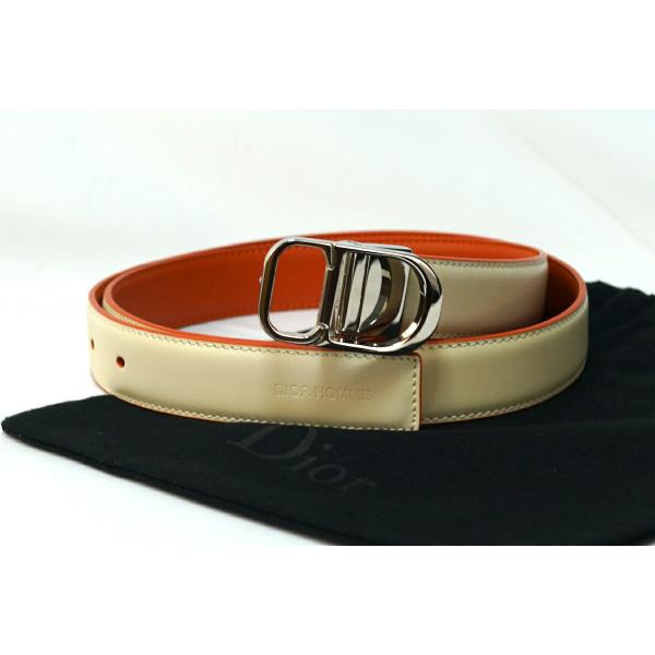 DIORHOMME ディオールオム CDロゴ 25MM シルバーバックル リバーシブル レザー ベル...