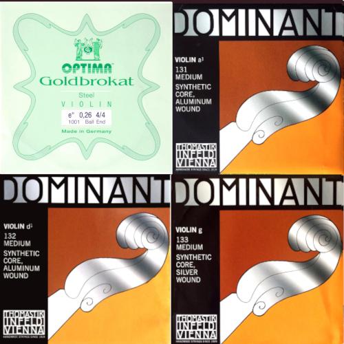 E線ゴールドブロカット+ドミナント(AD銀巻G)4弦セット: